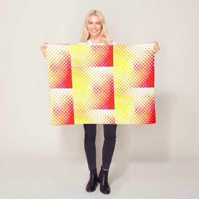 Yellow Pink Pattern Design Fleece Blanket (In Situ)