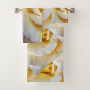 Yellow pink petals bath towel set