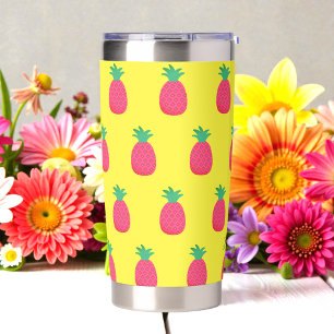 Yellow Pink Pineapple Fruit Pattern  Insulated Tumbler