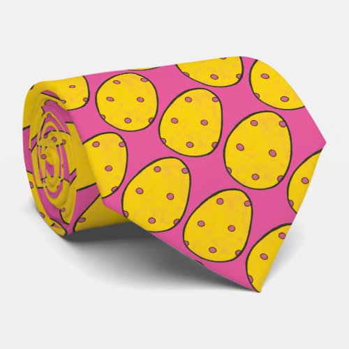 Yellow Pink Polka Dot Easter Basket Egg Tie