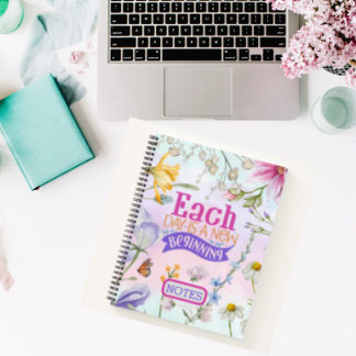 YELLOW PINK PURPLE FLORAL QUOTE PERSONALISED NOTEBOOK