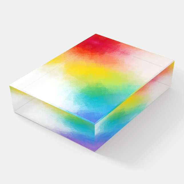 Yellow Pink Red Blue Green Trend Colors Abstract Paperweight (Angled)