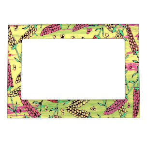 yellow, pink & red pattern magnetic frame