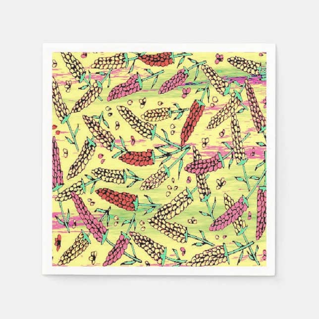yellow, pink & red pattern napkins (Front)