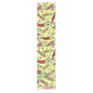 yellow, pink & red pattern short table runner