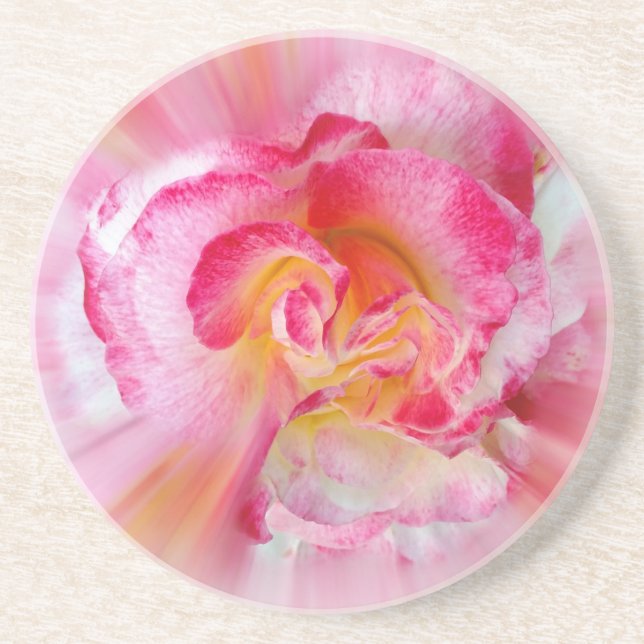 yellow pink Rose Coaster (Front)