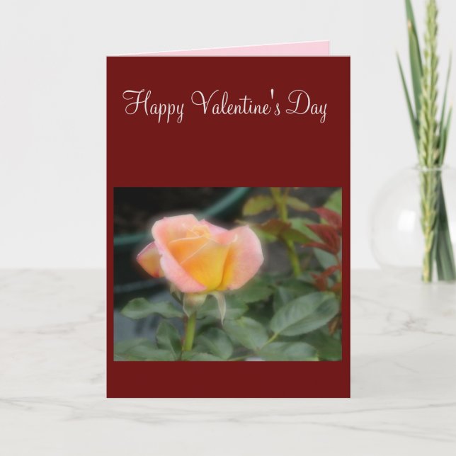 Yellow & Pink Rose Valentine's Day Card (Front)