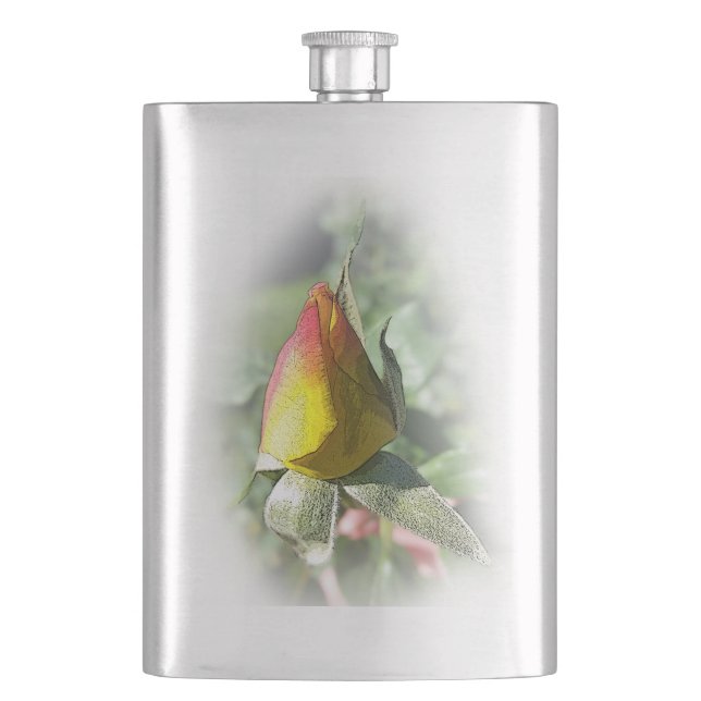 yellow pink rosebud flask (Front)