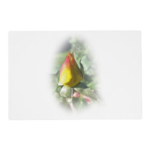 yellow pink rosebud placemat