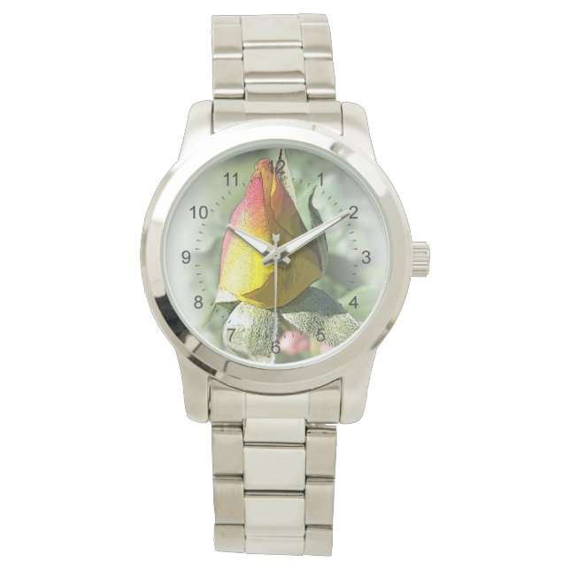yellow pink rosebud watch (Front)