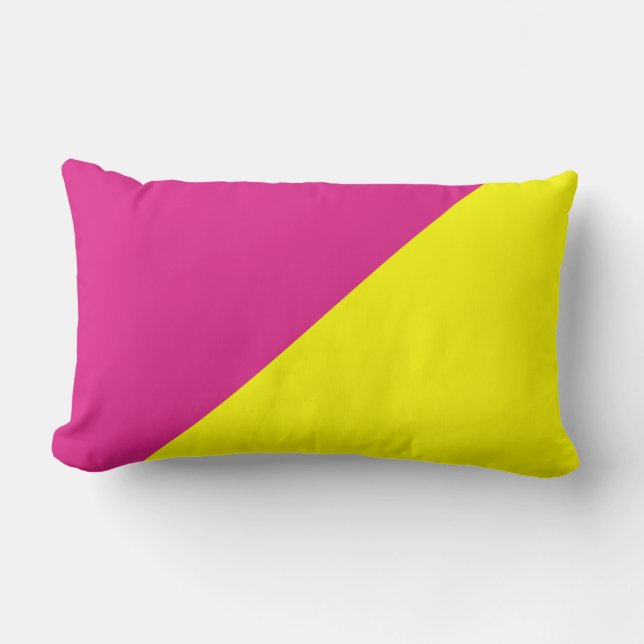 Yellow pink Solid Color Background Lumbar Pillow (Front)