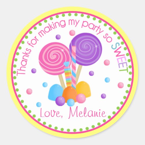 Yellow Pink Sweet Shop Birthday Favor Classic Round Sticker