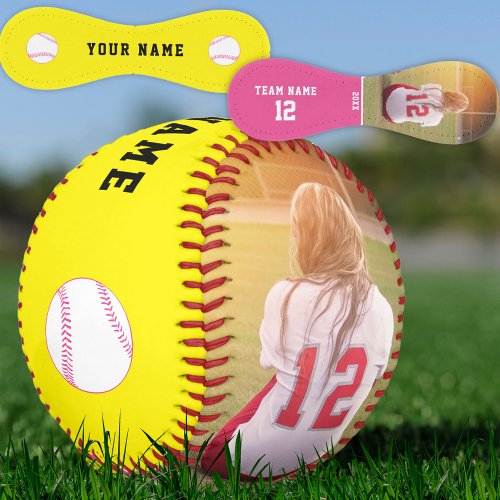 Yellow Pink Team Name Player Number Photo Softball