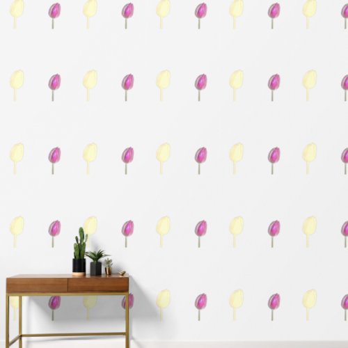 Yellow Pink Tulips Floral Patterns Garden Flowers Wallpaper