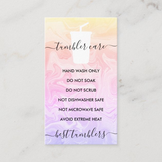 Private: Yellow Pink Tumbler care instructions ombré vinyl Business Card