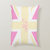 Yellow & Pink UK Flag / Union Jack | Monogram Accent Pillow (Back(Vertical))