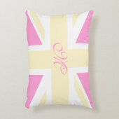 Yellow & Pink UK Flag / Union Jack | Monogram Accent Pillow (Front(Vertical))