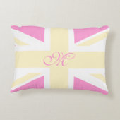 Yellow & Pink UK Flag / Union Jack | Monogram Accent Pillow (Back)