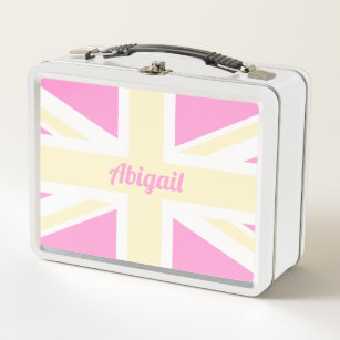 Yellow & Pink UK Flag / Union Jack   Personalised Metal Lunch Box