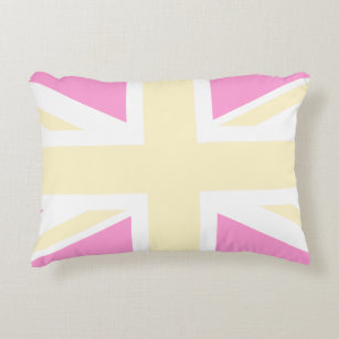 Yellow & Pink United Kingdom Flag / Union Jack Accent Pillow