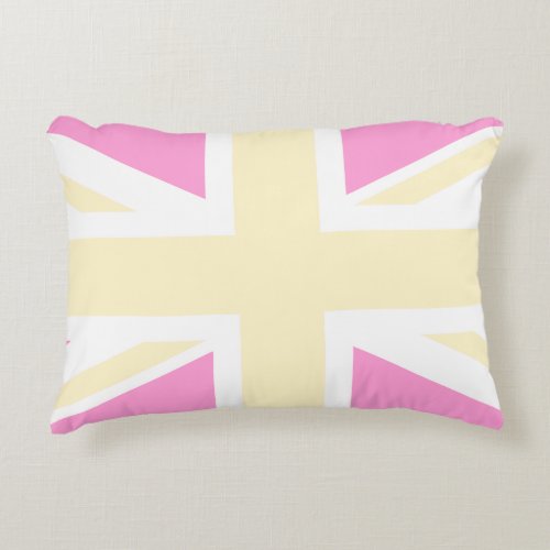 Yellow  Pink United Kingdom Flag  Union Jack Accent Pillow