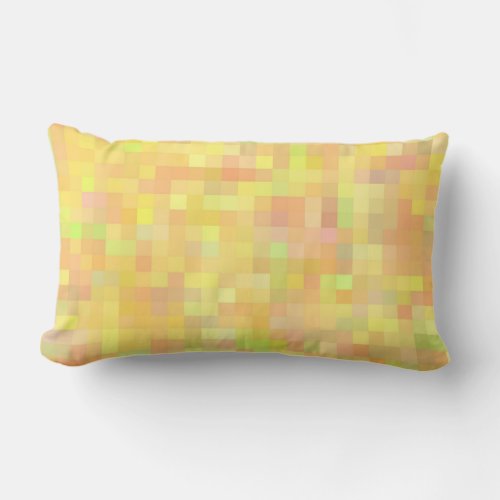 yellow pixel blocks art lumbar pillow
