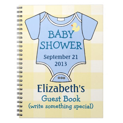 Yellow Plaid and Blue Baby Shower Guest Book