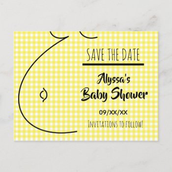 Yellow Plaid Baby Bump Baby Shower Save The Date Announcement Postcard by csinvitations at Zazzle
