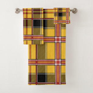 yellow plaid bath towel set
