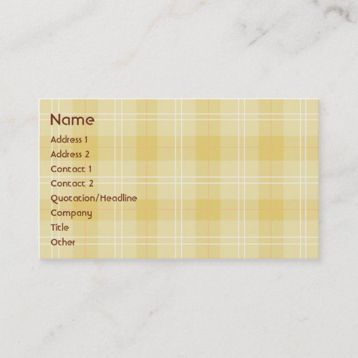 Customizable Yellow Plaid - Business Business Cards
