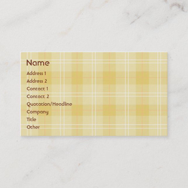 Yellow Plaid - Business Card (Front)