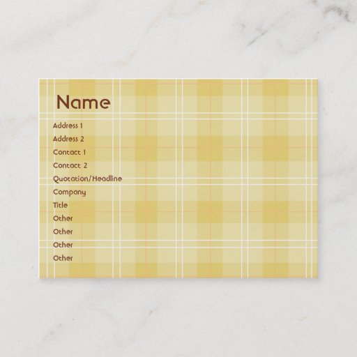Customizable Yellow Plaid - Chubby Business Cards