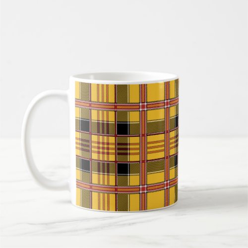 yellow plaid coffee mug