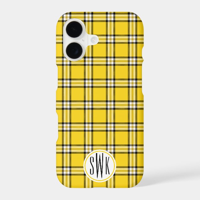 Yellow Plaid Monogram Iphone Case (Back)