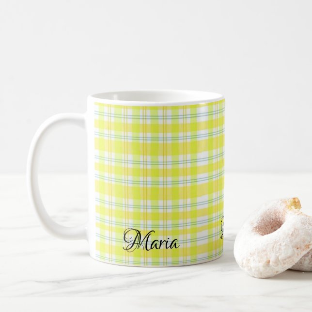Yellow Plaid Mug (With Donut)