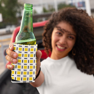 Yellow Plaid Pattern Can Cooler