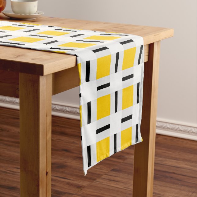 Yellow Plaid Pattern Long Table Runner (In Situ)