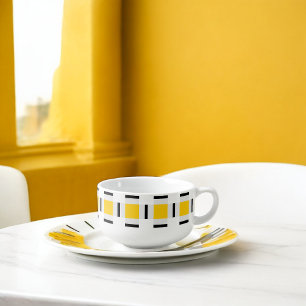 Yellow Plaid Pattern Soup Mug