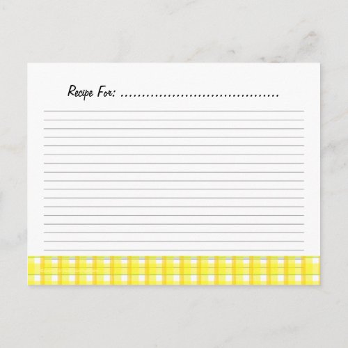 Yellow Plaid Recipe Card Template