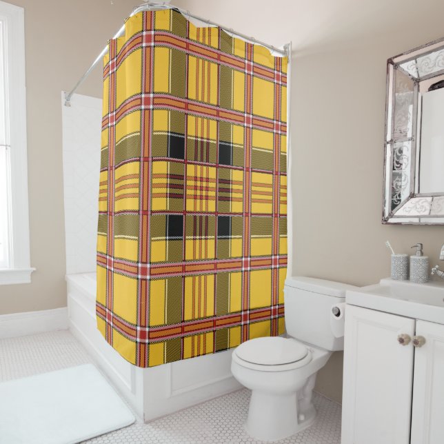 yellow plaid shower curtain (In Situ)