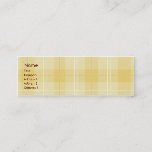Customizable Yellow Plaid - Skinny Business Card