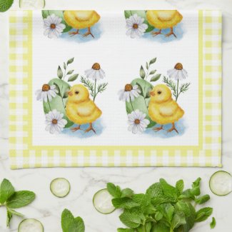 Yellow Plaid Spring Floral Easter Egg Chick
