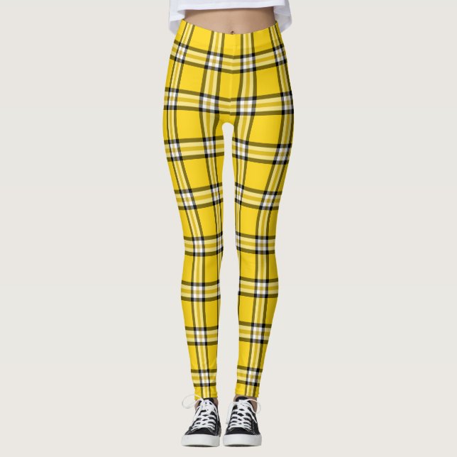 Yellow Plaid Tartan Leggings Zazzle