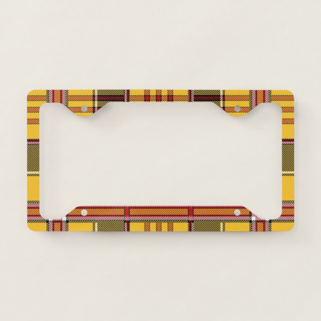 Yellow Plaid Tartan License Plate Frame (Front)