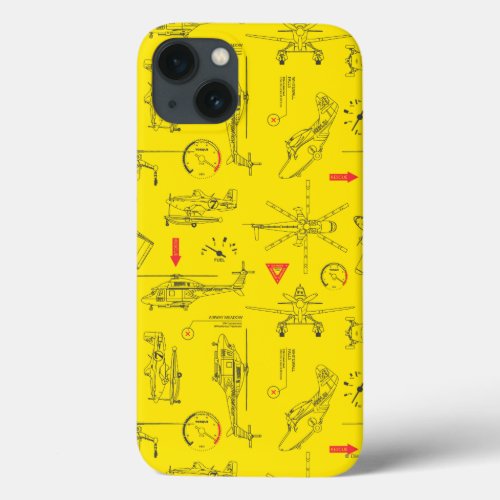 Yellow Planes Pattern iPhone 13 Case