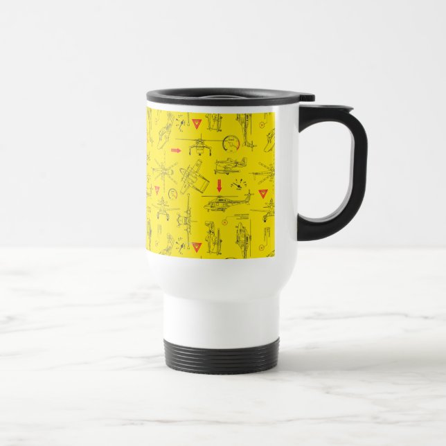 Yellow Planes Pattern Travel Mug (Right)