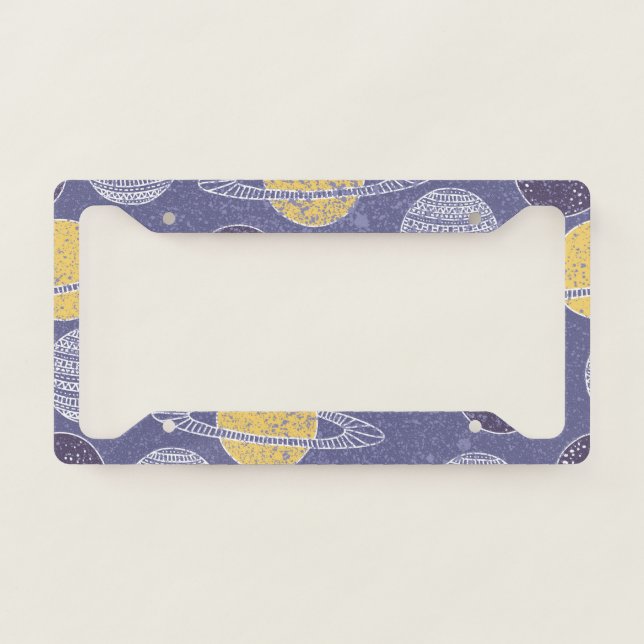 Yellow Planet Space Lover Blue Sky Astronomy License Plate Frame (Front)