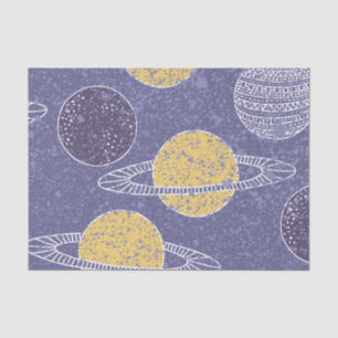 Yellow Planet Space Lover Blue Sky Astronomy Tissue Paper