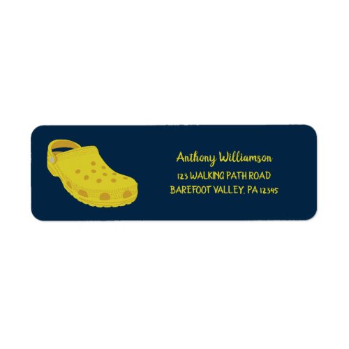 Yellow Plastic Shoe Navy Blue Return Address Label