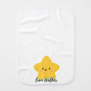 Yellow Playful star Customizable Baby Burp Cloth
